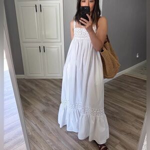 J. Crew Athena White Cotton Poplin Maxi Dress SMALL